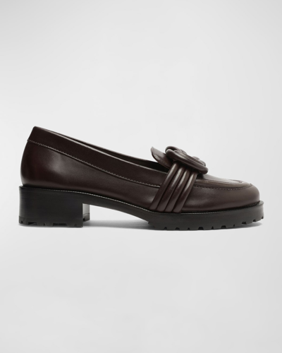 Shop Alexandre Birman Vicky Waterproof Leather Loafers In Dark Brown