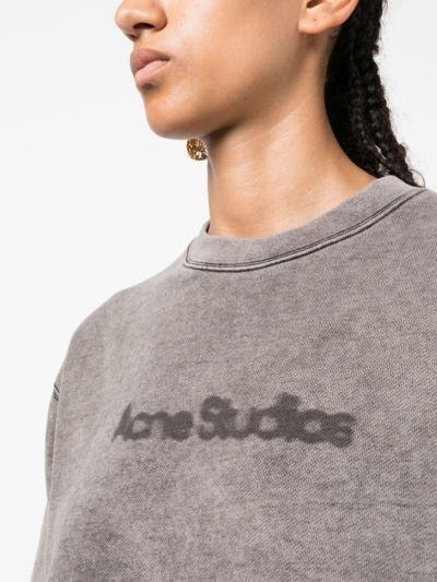 Shop Acne Studios Logo Cotton Sweatshirt In Grey