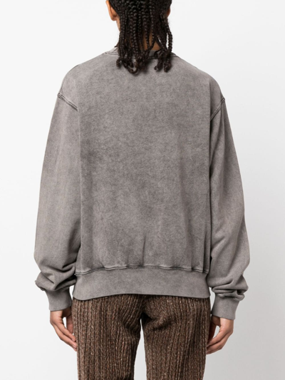 Shop Acne Studios Logo Cotton Sweatshirt In Grey