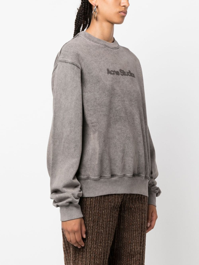 Shop Acne Studios Logo Cotton Sweatshirt In Grey