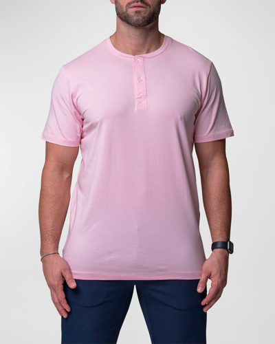 Shop Maceoo Men's Core Henley Shirt In Pink