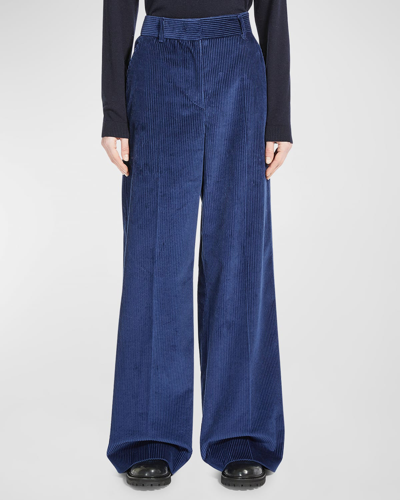 Shop Weekend Max Mara Wide-leg Corduroy Pants In China Blue
