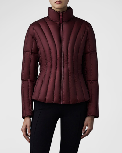 Shop Mackage Lany Light-down Vertical Quilted Puffer Jacket In Garnet