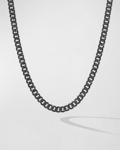 Shop David Yurman Men's Curb Chain Necklace With Diamonds In Silver, 6mm, 24"l In Black Diamond