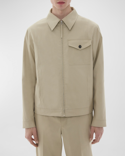 Shop Helmut Lang Men's Tailored Cotton Zip-up Jacket In Taupe