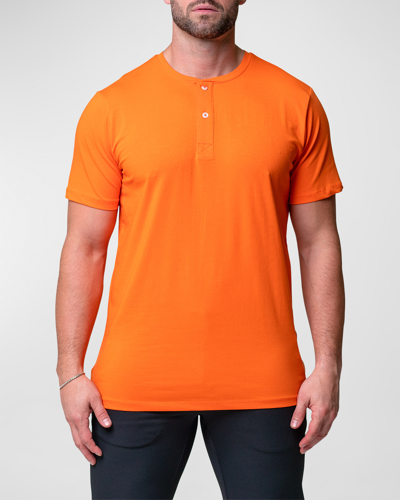 Shop Maceoo Men's Core Henley Shirt In Orange