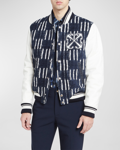 Shop Off-white Men's Shibori Jacquard Varsity Jacket In Sierre Leon