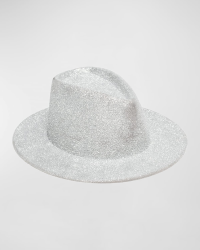 Eugenia Kim Blaine Glittery Wool Fedora In Light Gray