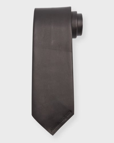 Shop Alexander Mcqueen Men's Leather Tie In Black