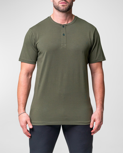 Shop Maceoo Men's Core Henley Shirt In Green