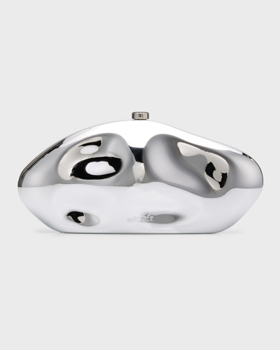 Cult Gaia The Caldera Clutch Shiny Silver One Size In Shiny Silver