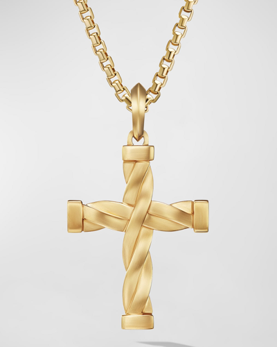 Shop David Yurman Men's Dy Helios Cross Pendant In 18k Gold, 48mm