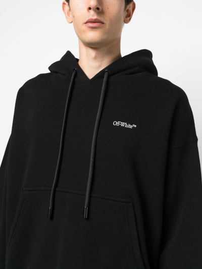 Shop Off-white Logo Cotton Hoodie In Black