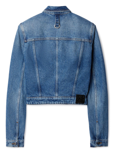 Shop Off-white Cropped Denim Jacket In Blue