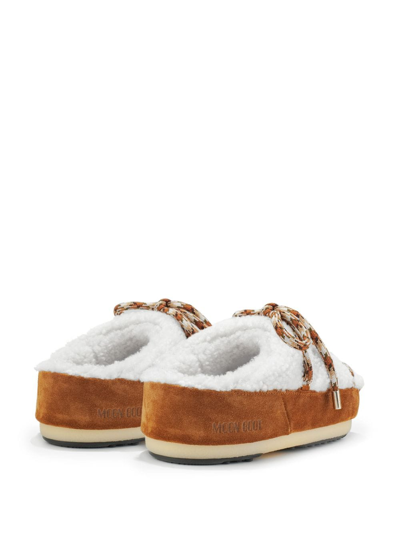 Moon Boot Mb Mule Shearling Woman Mules & Clogs Camel Size 6-7 Sheepskin, Cow Leather In White