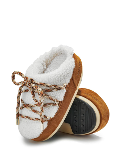 Moon Boot Mb Mule Shearling Woman Mules & Clogs Camel Size 6-7 Sheepskin, Cow Leather In White