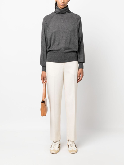 Shop Wild Cashmere Silk And Cashmere Blend Turtleneck Sweater In Grey