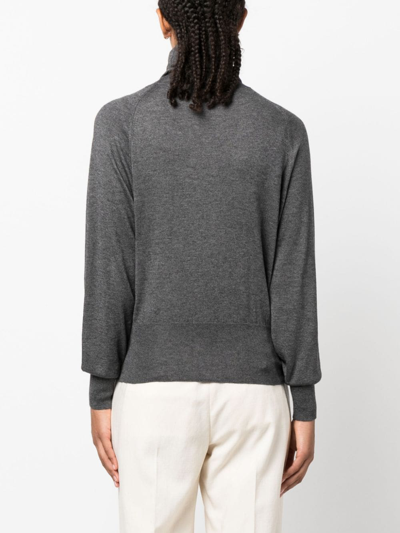 Shop Wild Cashmere Silk And Cashmere Blend Turtleneck Sweater In Grey