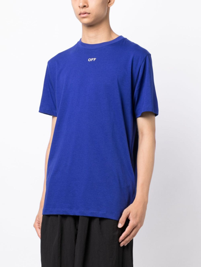 Shop Off-white Logo Cotton T-shirt In Blue