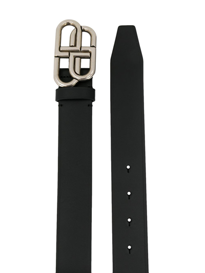 Shop Balenciaga Bb Belt Leather Belt In Black