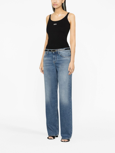 Off-white Chic Ribbed Tank Top With Unique Design And Comfortable Fit In Black
