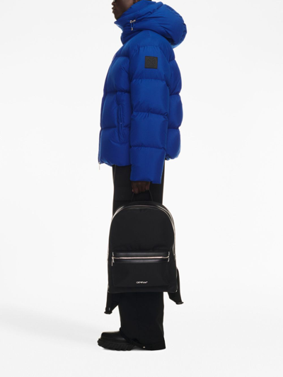 Shop Off-white Nylon Puffer Down Jacket In Blue