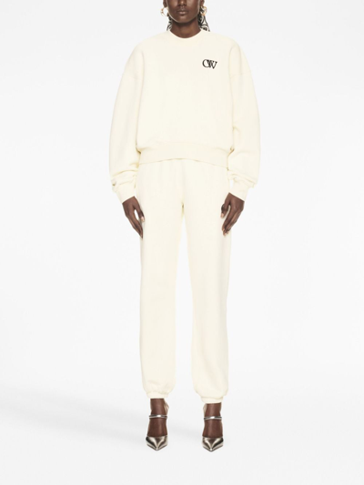 Off-white White Cotton Jogging Trousers In Beige