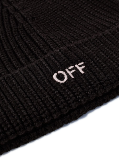 Shop Off-white Logo Wool Beanie In Black