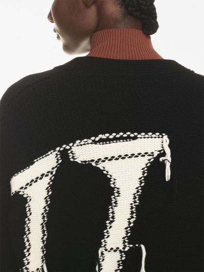 Shop Off-white Logo Wool Cardigan In Black