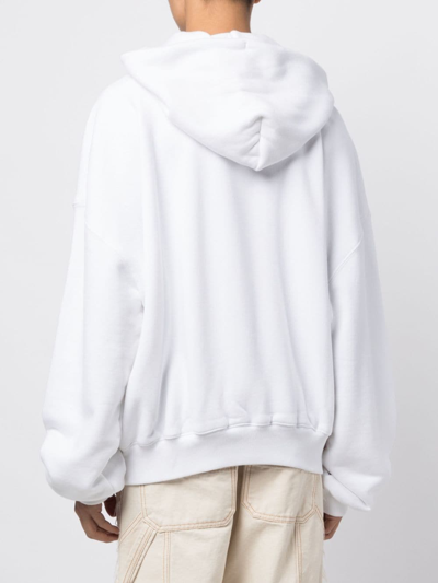 Shop Off-white Logo Cotton Hoodie In White