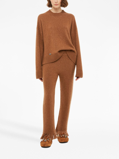 Shop Alanui Cashmere And Silk Blend Trousers In Brown