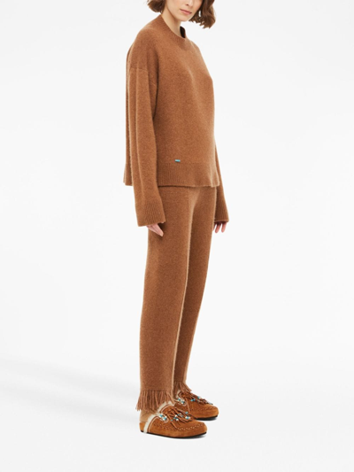 Shop Alanui Cashmere And Silk Blend Trousers In Brown