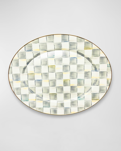 Shop Mackenzie-childs Sterling Check Enamel Oval Platter, Large