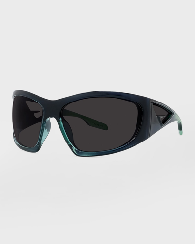 Shop Givenchy Men's Giv Cut Rectangle Sunglasses In Light Green Smoke