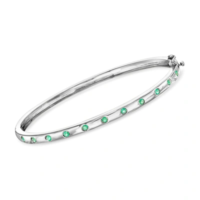 Shop Ross-simons Emerald Bangle Bracelet In Sterling Silver In Green