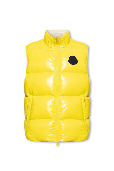 Shop Moncler Sumido Logo Patch Down Vest In Yellow
