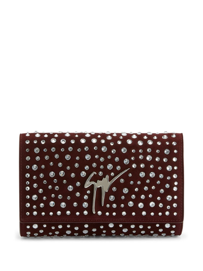 Shop Giuseppe Zanotti Cleopatra Crystal-embellished Clutch Bag In Red