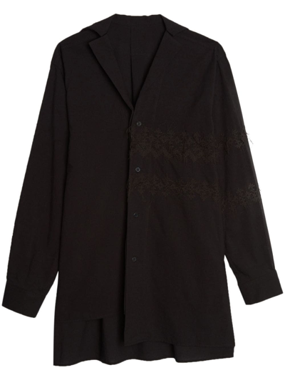 Shop Yohji Yamamoto O-asm Embroidered-motif Shirt In Black