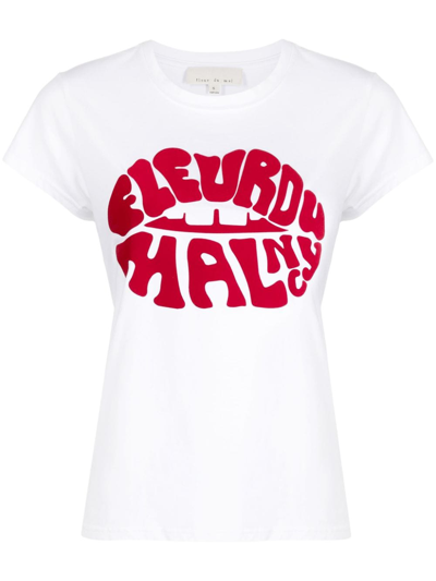 Shop Fleur Du Mal Fleur Lips Organic-cotton T-shirt In White