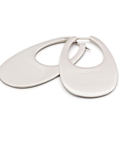 Shop Coperni Large Swipe Logo-debossed Earrings In Silver