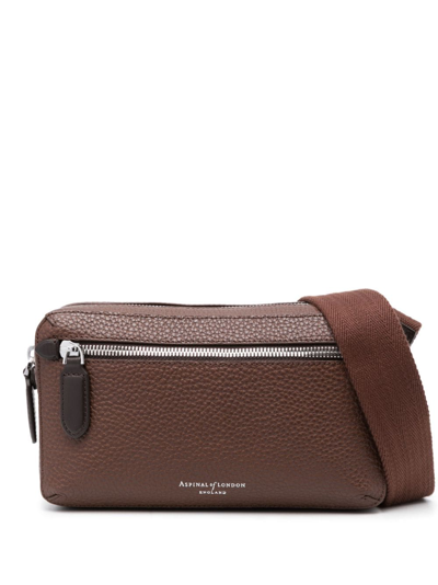 Shop Aspinal Of London Reporter Compact Leather Crossbody Bag In Brown