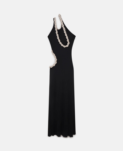 Shop Stella Mccartney Crystal Braided Rope Cut-out Maxi Dress In Black