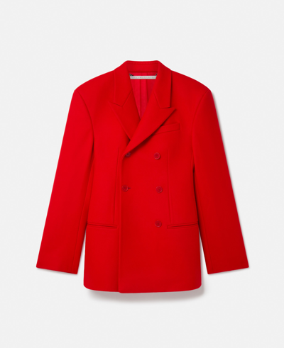 Shop Stella Mccartney Moulded Waist Double-breasted Blazer In Lipstick Red