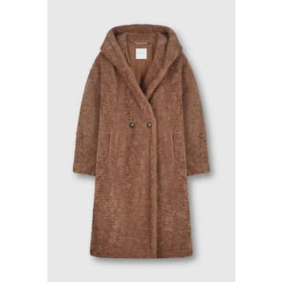 Shop Rino And Pelle Jen Long Hooded Double Breasted Coat Caramel In Brown
