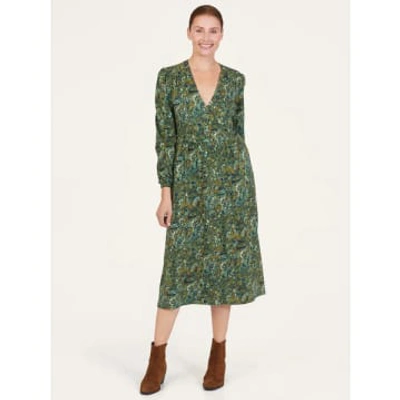 Shop Thought Erin Organic Cotton Jersey Wrap Dress In Green