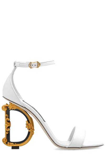Shop Dolce & Gabbana Baroque Dg Heel Sandals In White