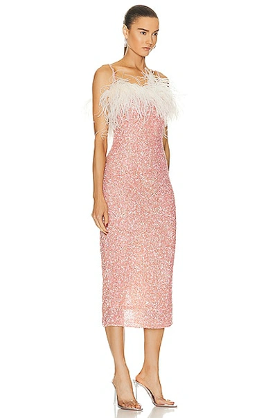 Rachel Gilbert Cami Sequin-embellished Feather Dress In Pink