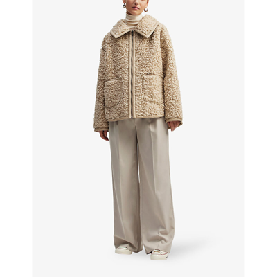 Shop By Malina Malina Women's Creme Miriam Oversized-fit Faux-fur Jacket