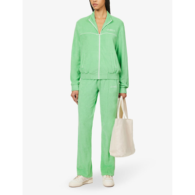 Shop Sporty And Rich Sporty & Rich Women's Washed Kelly Rizzoli Brand-embroidered Cotton-jersey Jogging Bottoms