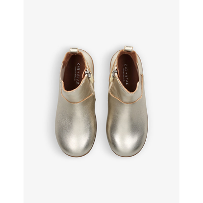 Shop Zig And Star Rockit Brand-debossed Leather Chelsea Boots 4-7 Years In Gold